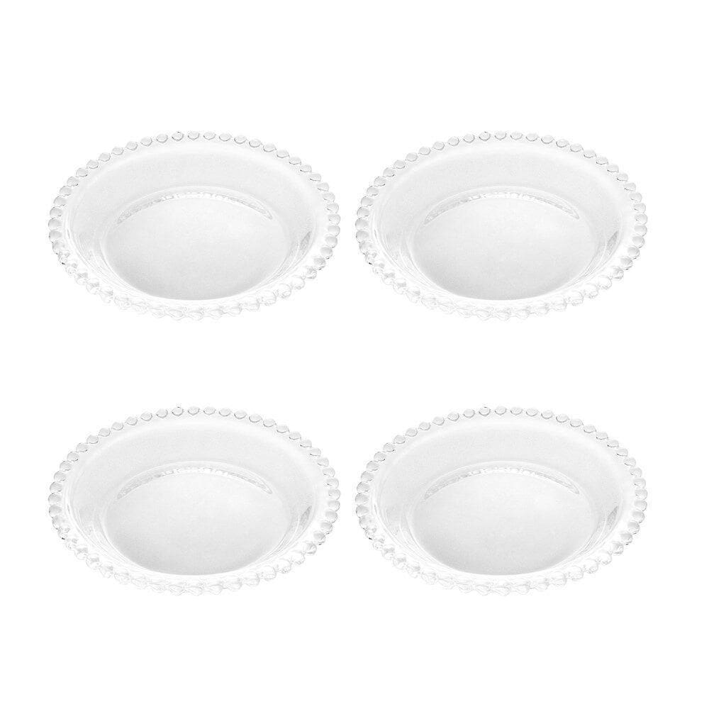 Jogo C-4 Pratos Cristal Transparente Pearl Wolff 14cm