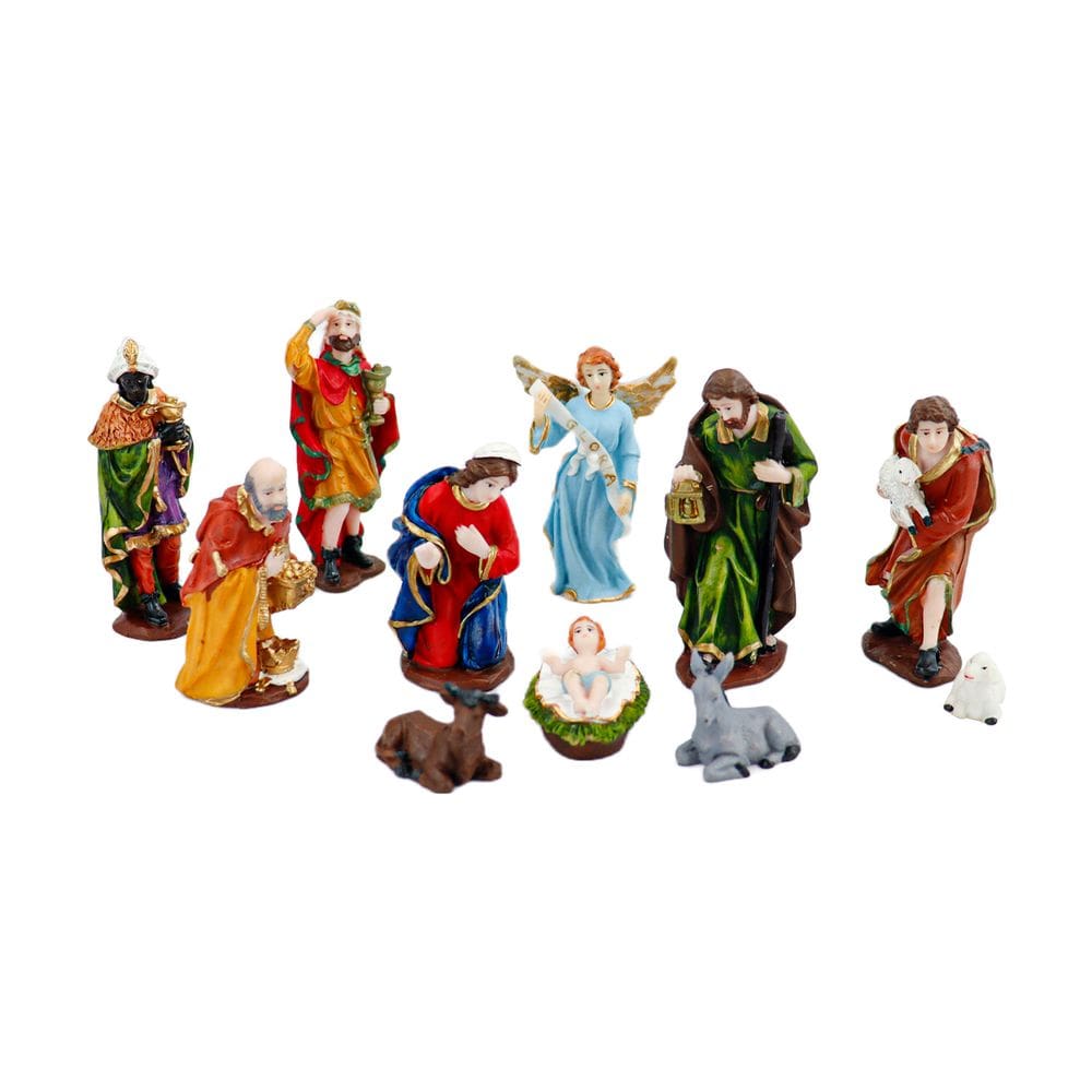 Presepio Natalino 10cm Enfeite Decorativo 11 peças Resina Decoração de Natal