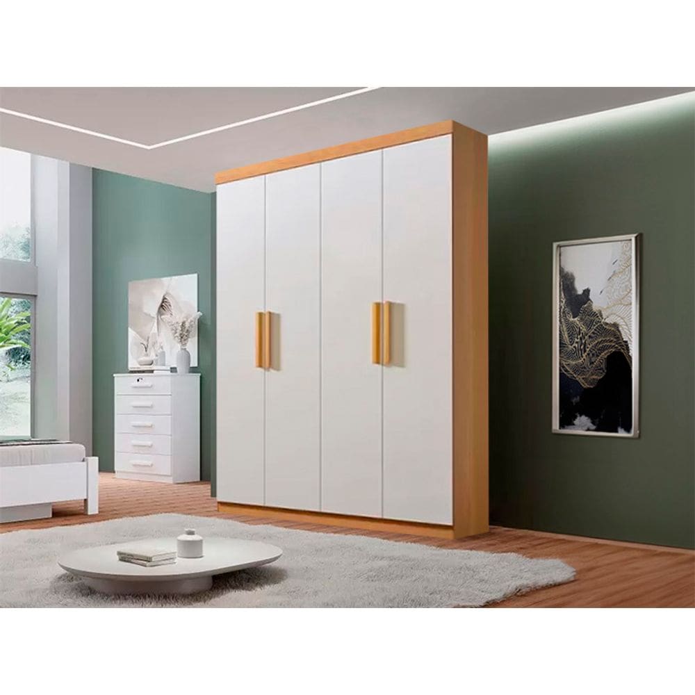 Guarda-Roupa 4 Portas Cinamomo/Off White Colibri 1,38 D`Doro