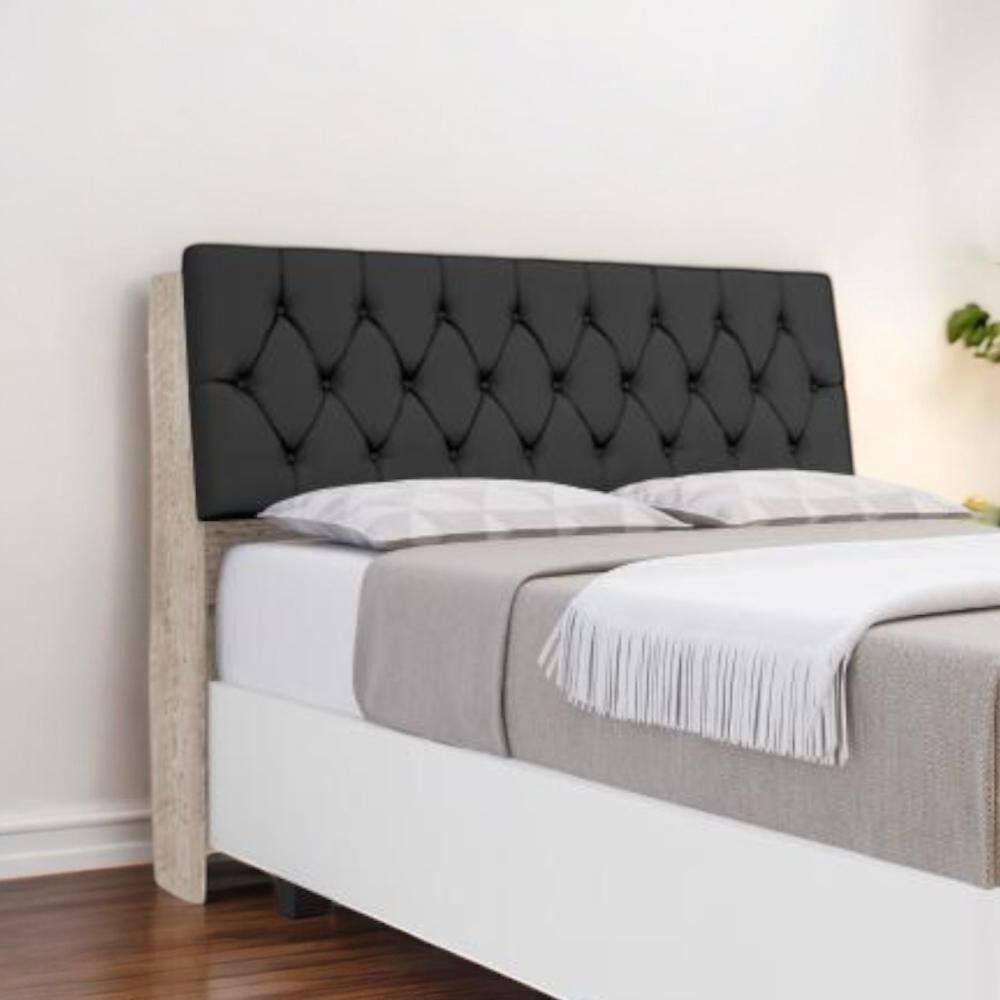 Cabeceira Estofada Ísis Casal Amarula com Capitonê Preto