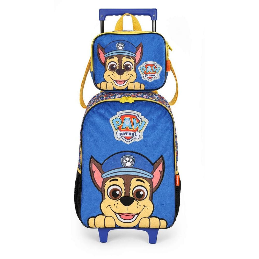 Kit Mochila Rodinhas e Lancheira Luxcel Patrulha Canina Azul
