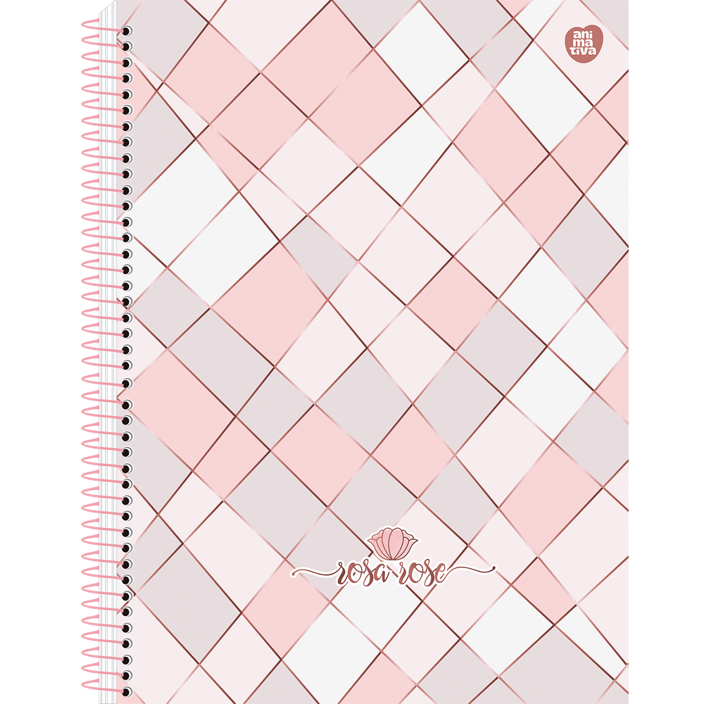 Caderno Espiral Universitário Capa Dura 10 Matérias 160 Folhas Rosa Rose - Animativa
