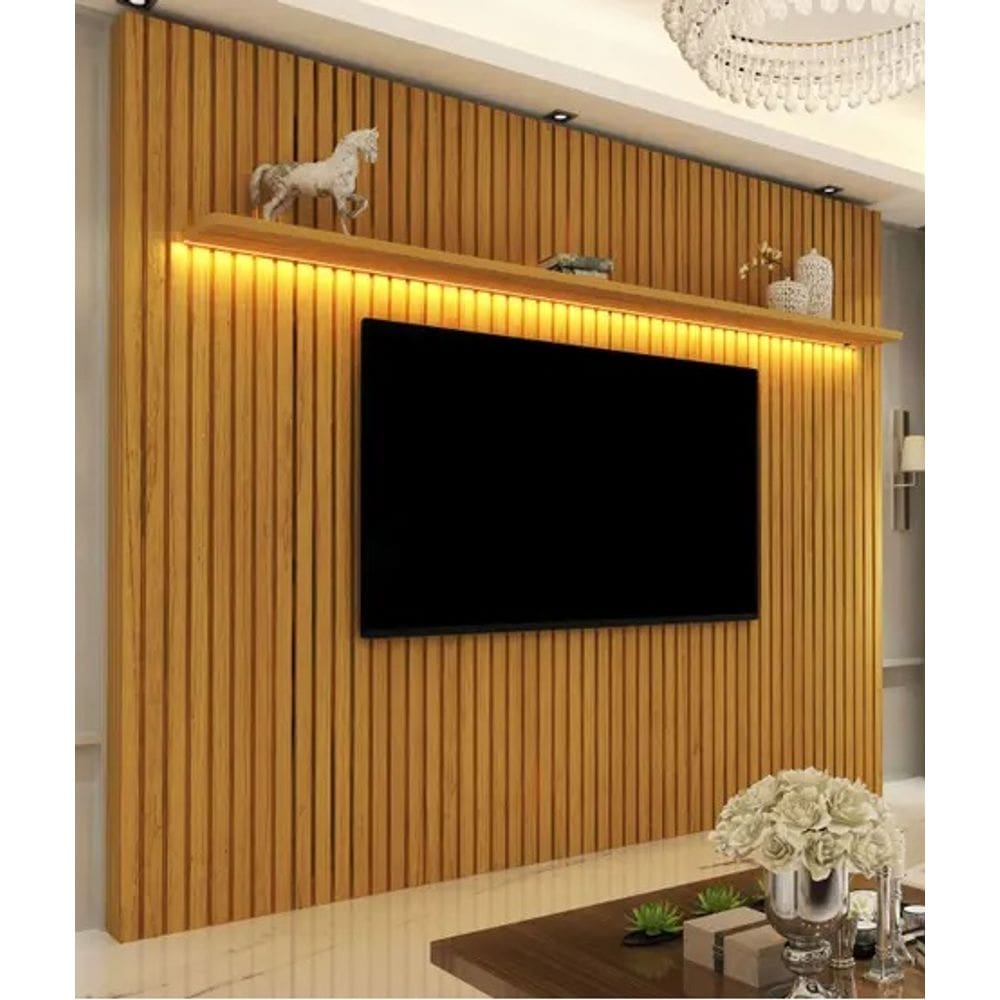 Painel para TV 70 polegadas 2.30m Ripado com LED Nobre Naturale - Gelius Móveis