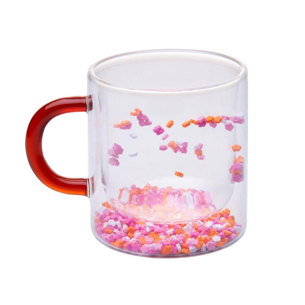 Caneca Parede Dupla de Vidro Borossilicato Red Flower 300ml
