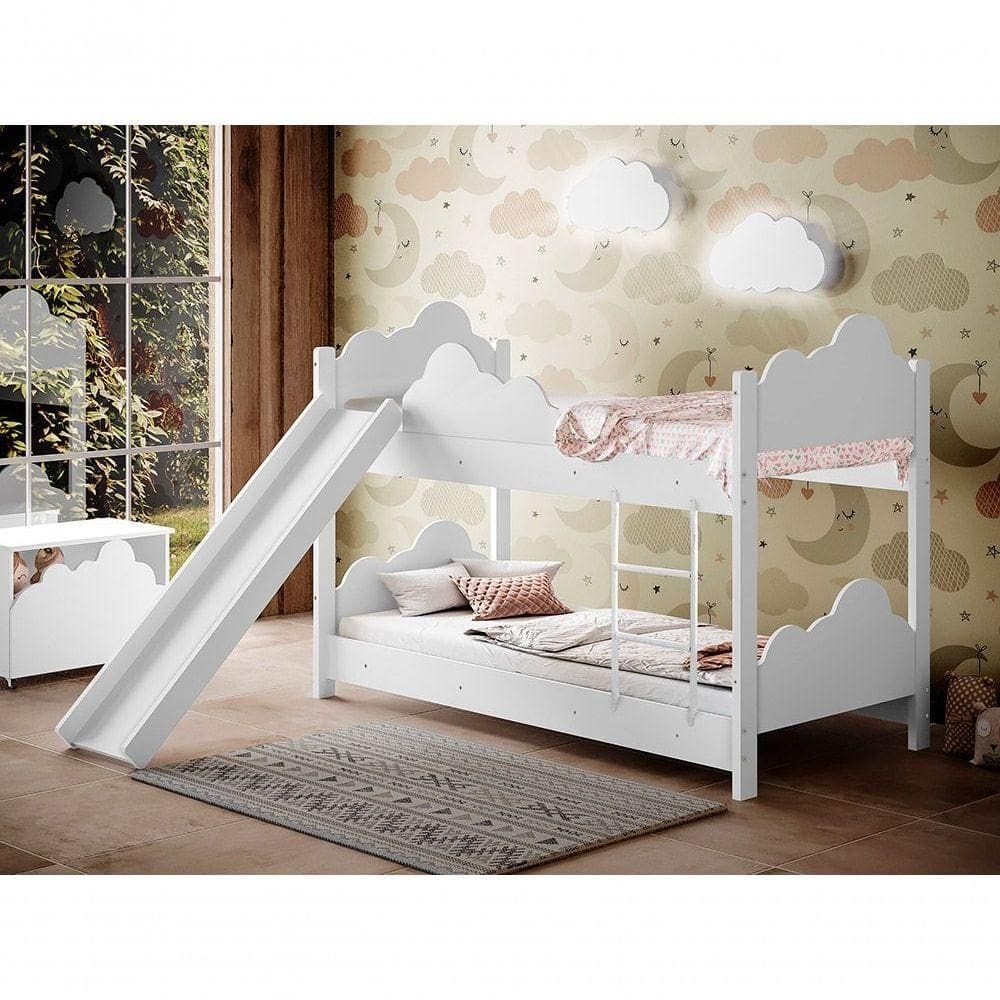 Beliche Infantil Branco Com 2 Luminárias E Escorregador