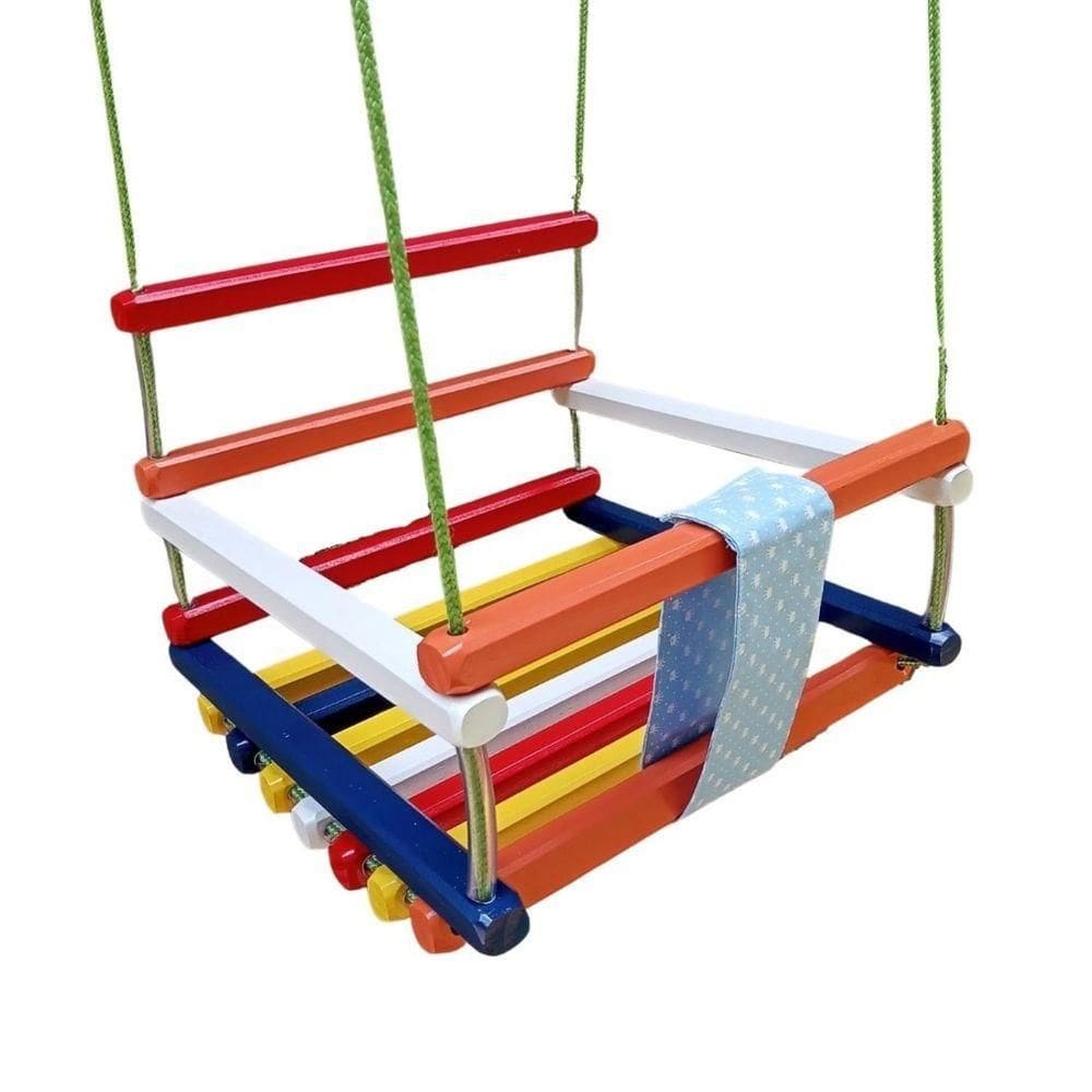 Balanço Gangorra Infantil Madeira 50x40 Colorido Até 100kg