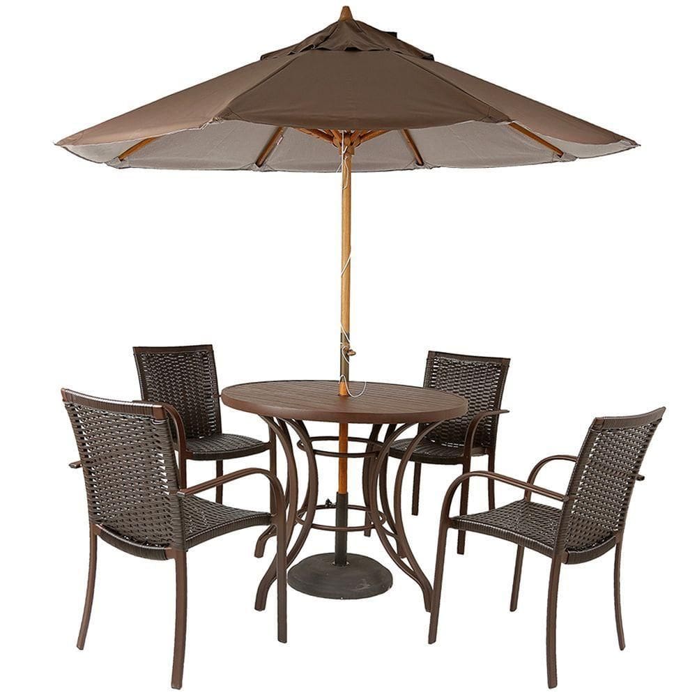 Combo 4 Cadeiras Fibra Tabaco E Mesa E Marrom