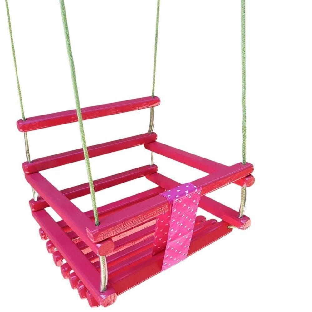 Balanço Gangorra Infantil Madeira 50x40 Pink Suporta 100kg