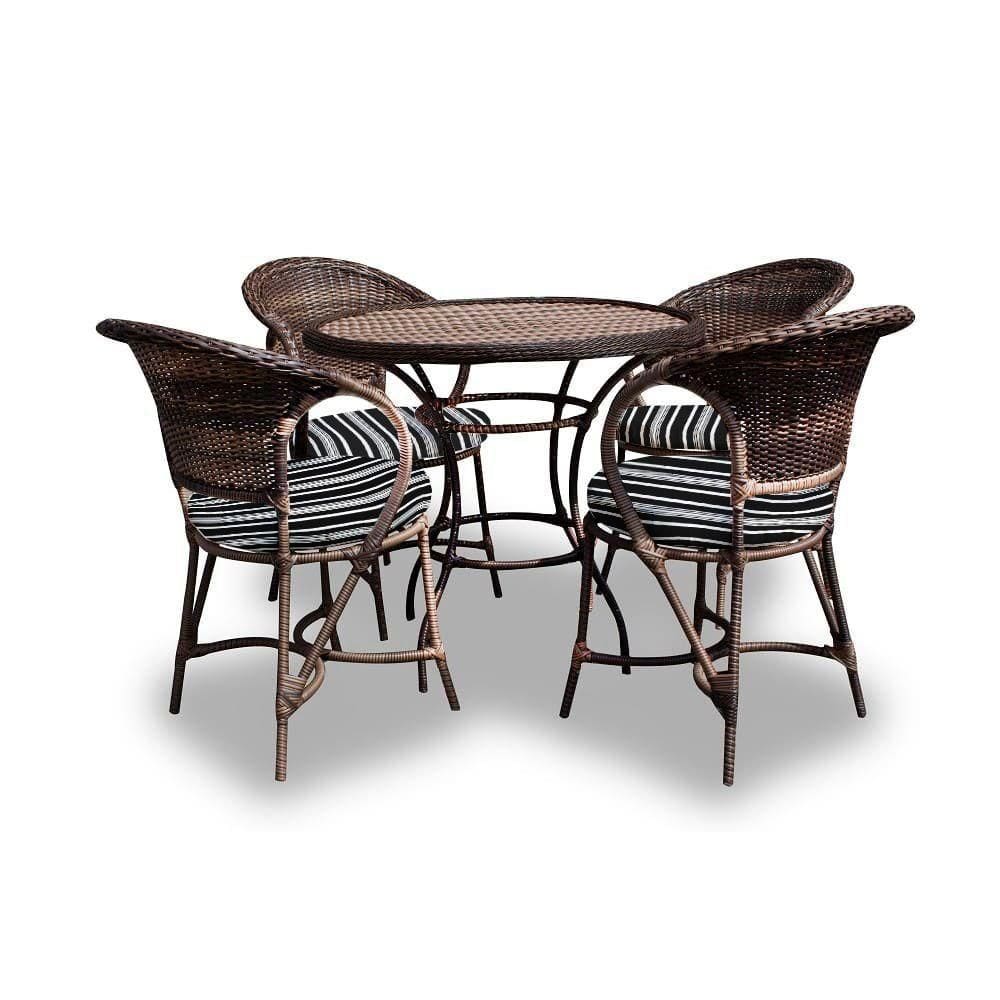 Conjunto De Mesa 4 Poltronas + 1 Mesa Friso Preto