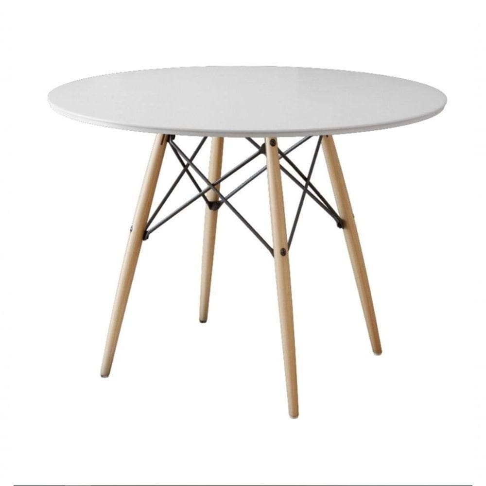 Mesa Eiffel Tampo De Madeira 90cm Branco Cordotampo:Branco