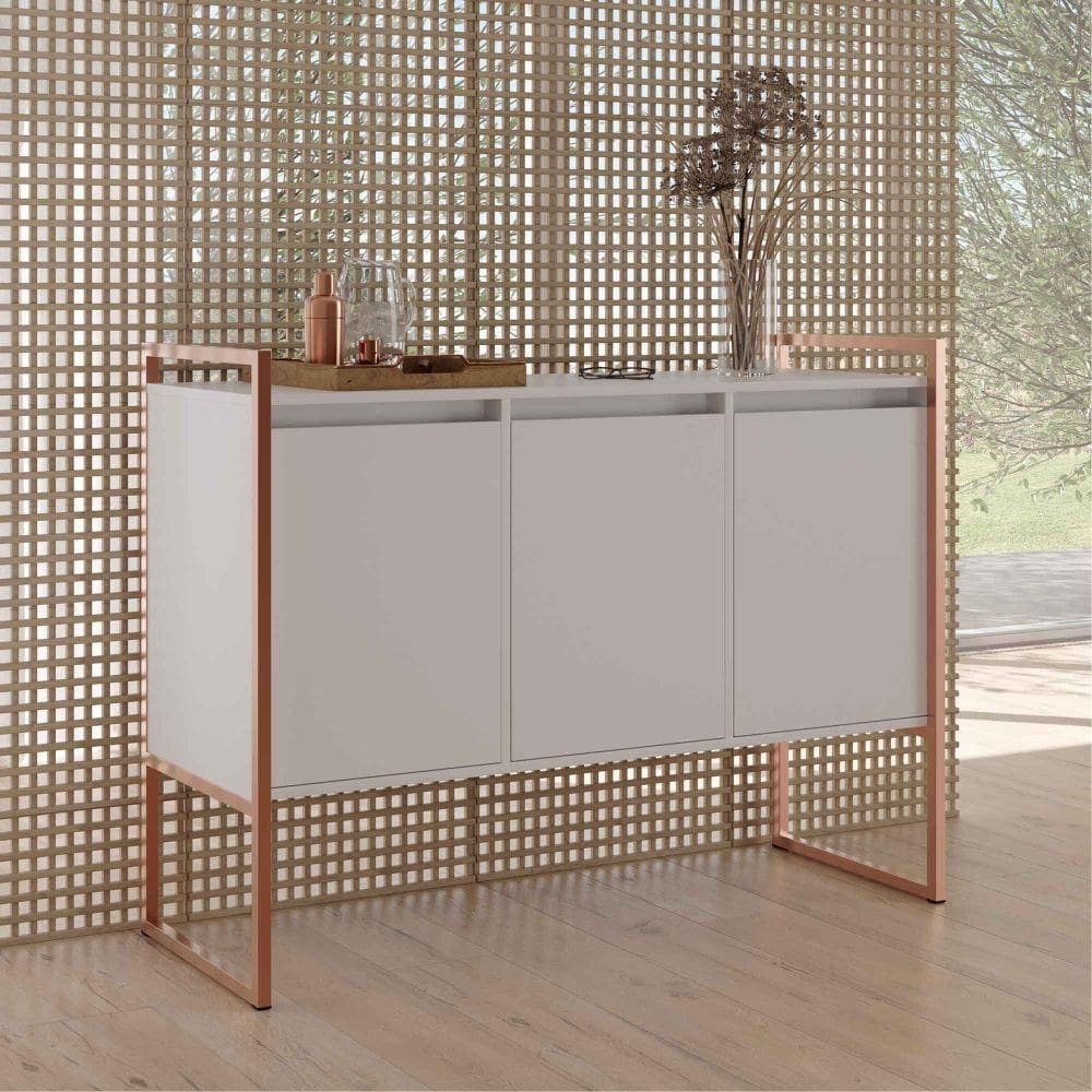 Buffet 3 Portas Rouxe Branco Cobre