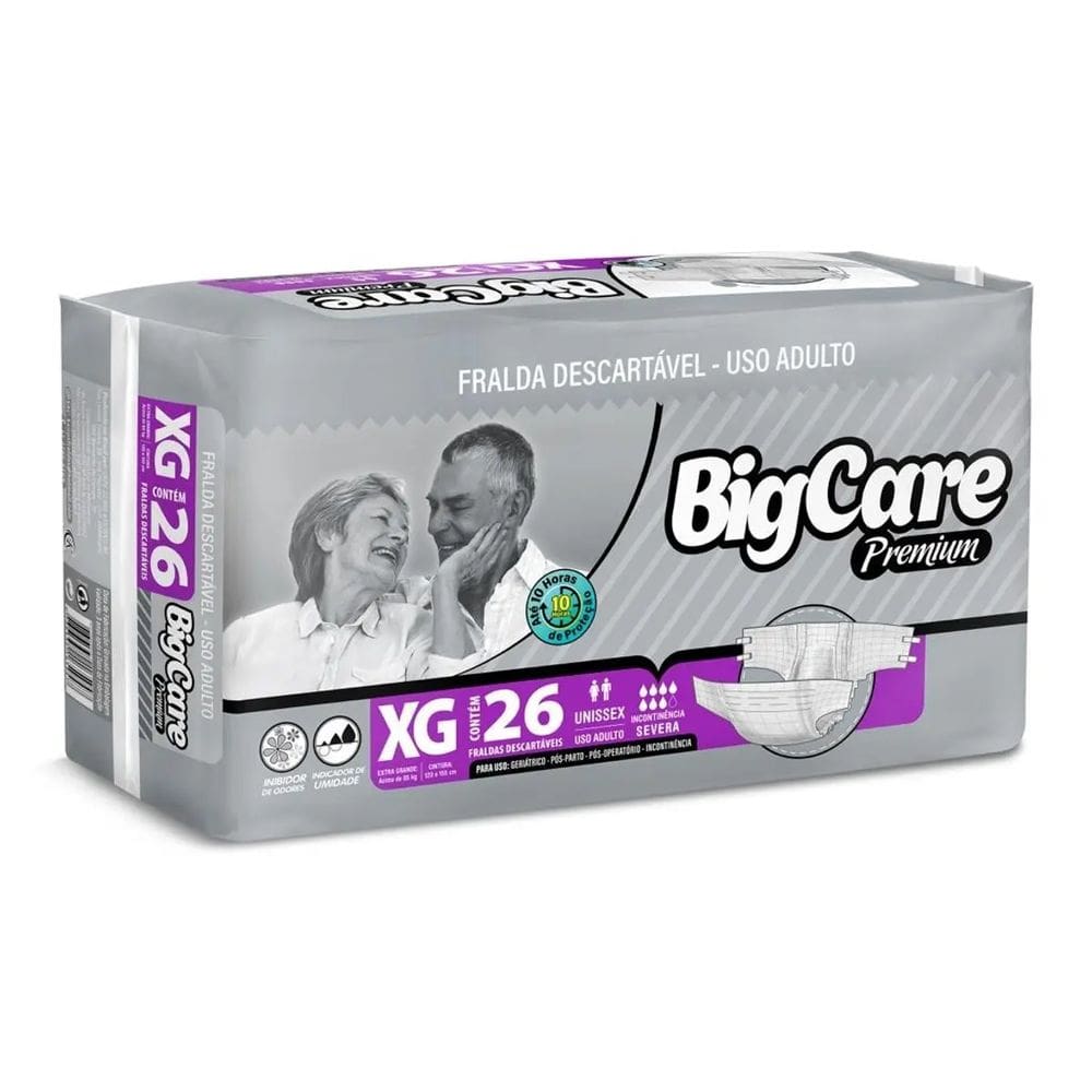 Fralda Geriátrica Severa EG Big Care c/26un até 155cm de cintura