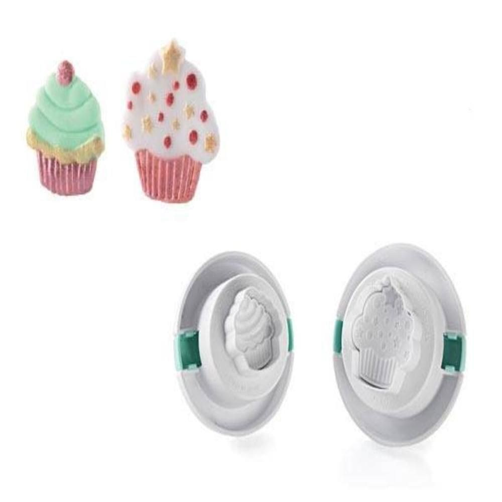 Kit 2 Cortadores Bolo 3d Cupcake Biscoito Sorvete Silikomart