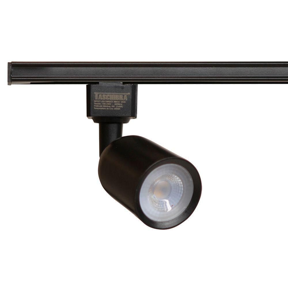 Kit Trilho 1 Metro C/ 3 Spot Taschibra Mr16 Gu10 3000k Preto