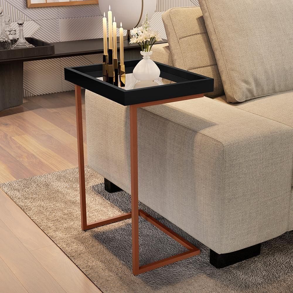 Mesa De Apoio Calabria Preto Pe Bronze