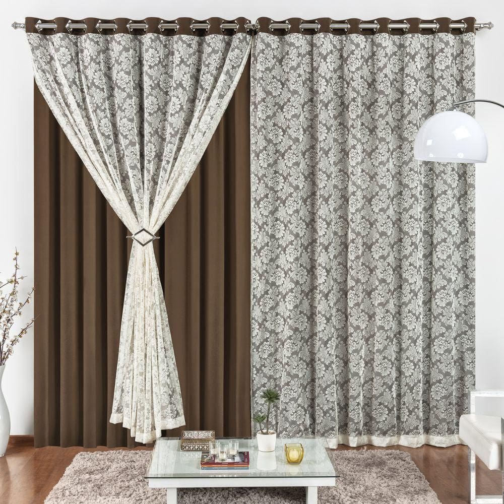 Cortina 2 Mts Sala Quarto Malha Renda Para Varão Baratissima Tabaco