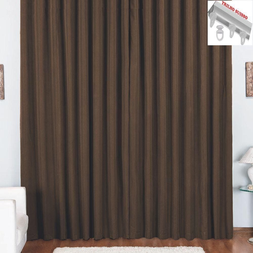 Cortina Pryme 2 Metros Sala Quarto Em Oxford Para Trilho Suisso - Tabaco
