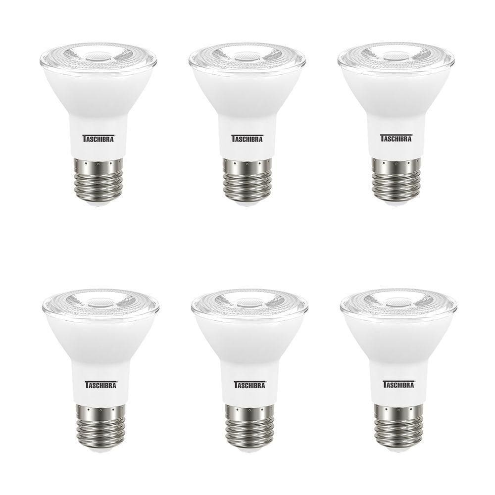 Kit 6 Lâmpadas Led Par 20 7w E27 Ip65 Taschibra Bivolt 2700k Luz Quente