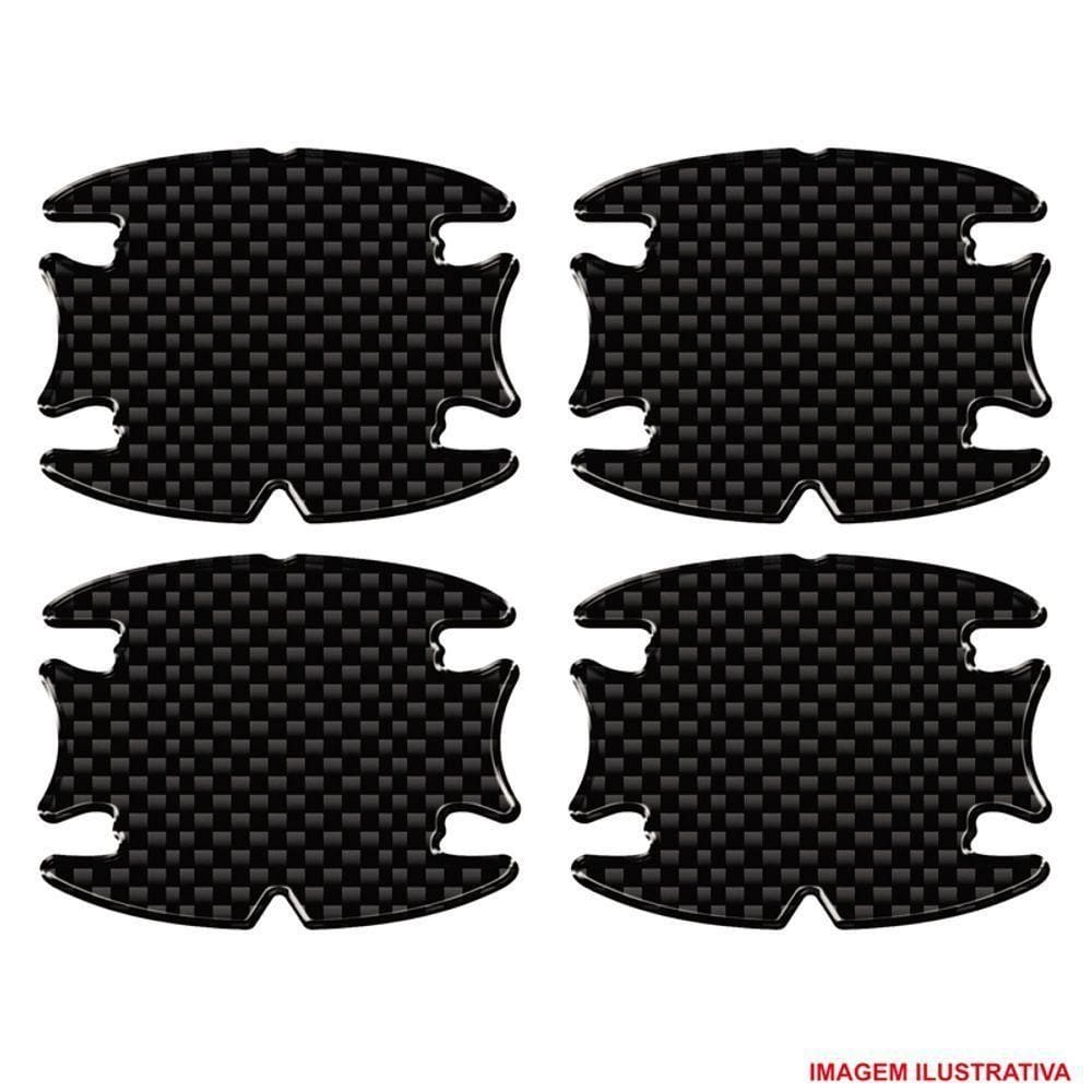 Jogo Adesivo Protetor Maçaneta Carro Resinado Preto Carbon Preto