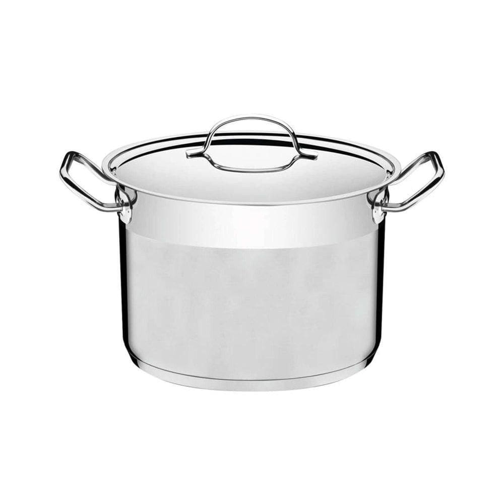 Caldeirão Professional Em Aço Inox Fundo Triplo Com Tampa Plana Detalhe Satinado 24 Cm 7,