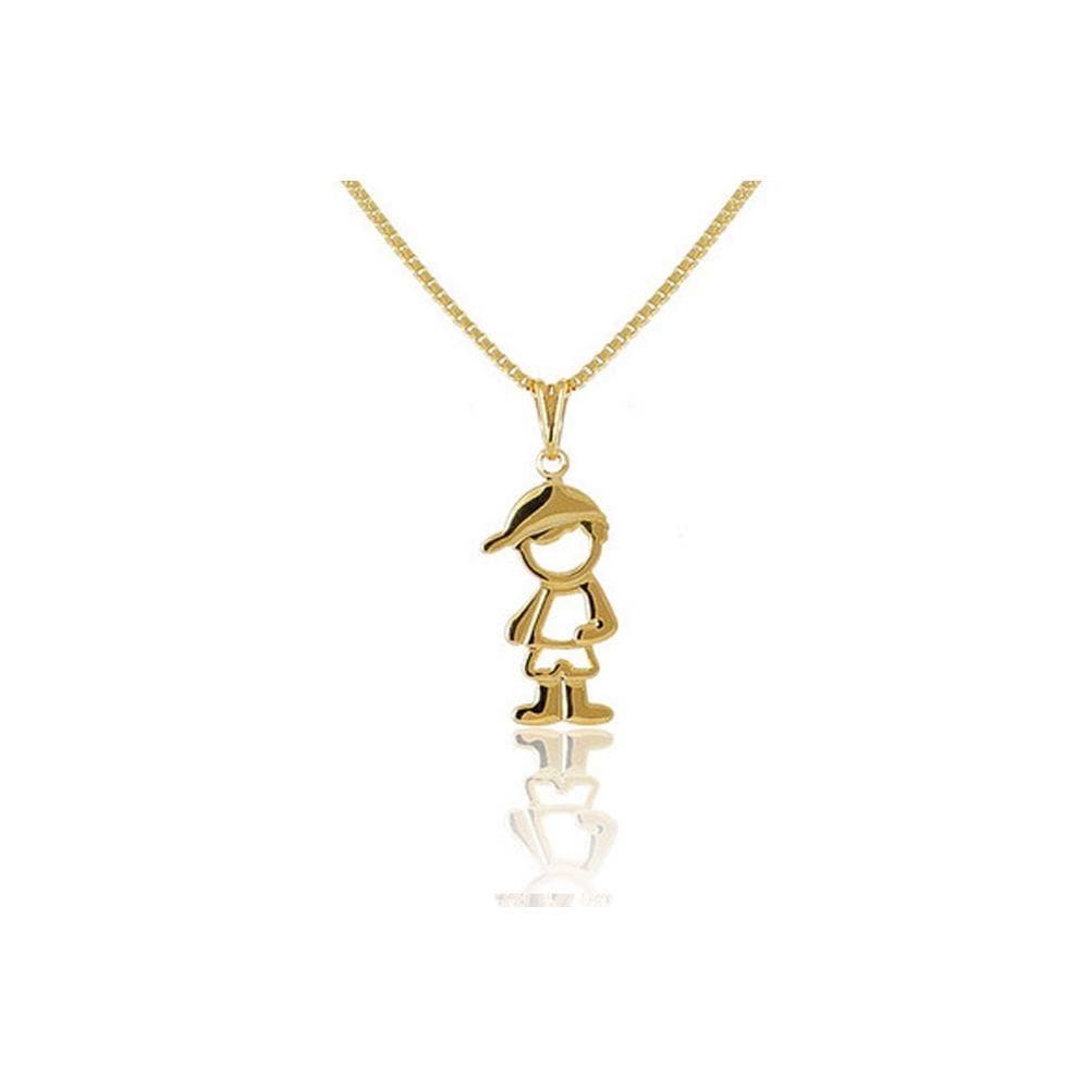 Colar Com Pingente De Menino Folheado Em Ouro 18k