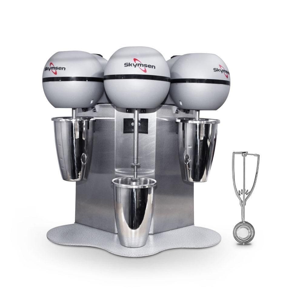 Batedor De Milk Shake 3 Copos 0,8l Profissional Inox Bms-3 220v + Concha De Sorvete Extrator 220v