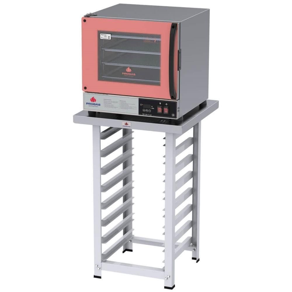 Kit Forno Elétrico Progás Turbo Fast Oven Rosa 4 Esteiras PRP-004 Plus 127V E Mesa Suporte Forno