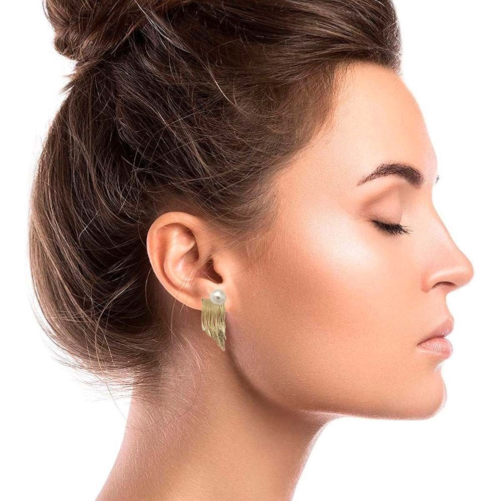 Brincos Femininos Franja Pérola Luxo Mulheres Casamentos