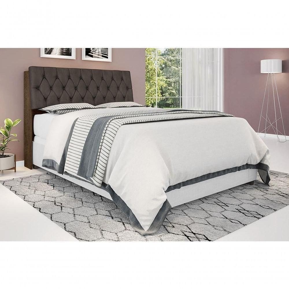 Cabeceira Box Casal 1,38 Isis Malbec Com Capitonê Marrom - Framar Móveis