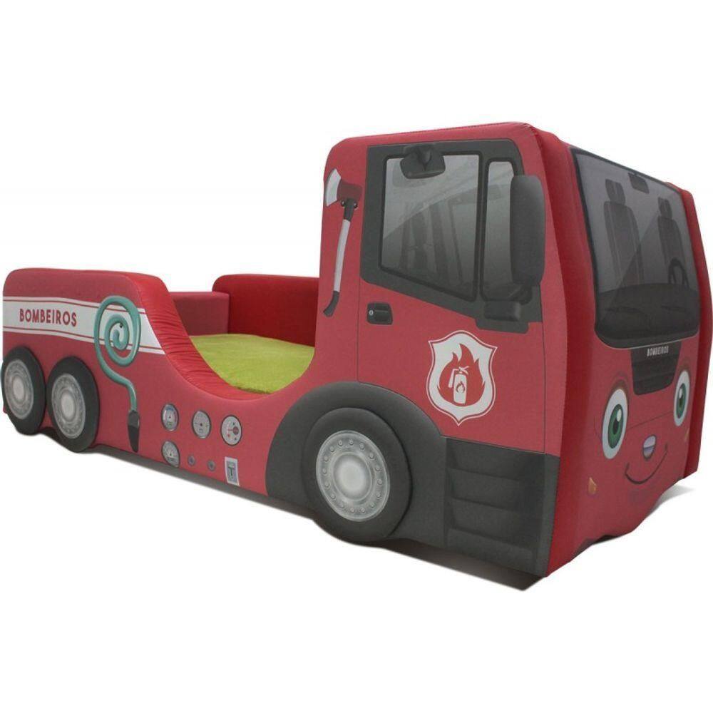 Cama Bombeiro Infantil Com Rodas Sobrepostas - Cor Vermelha Tamanho:infantil