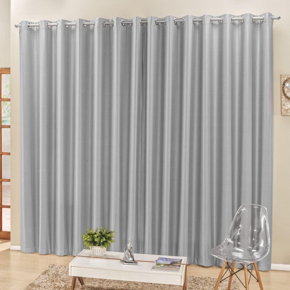 Cortina 3 Mts Sala Quarto Escritório Semiblackout Para Trilho Comum Cinza