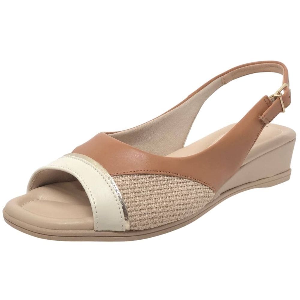 Sandalia Anabela Salto Baixo Casual Conforto Comfortflex