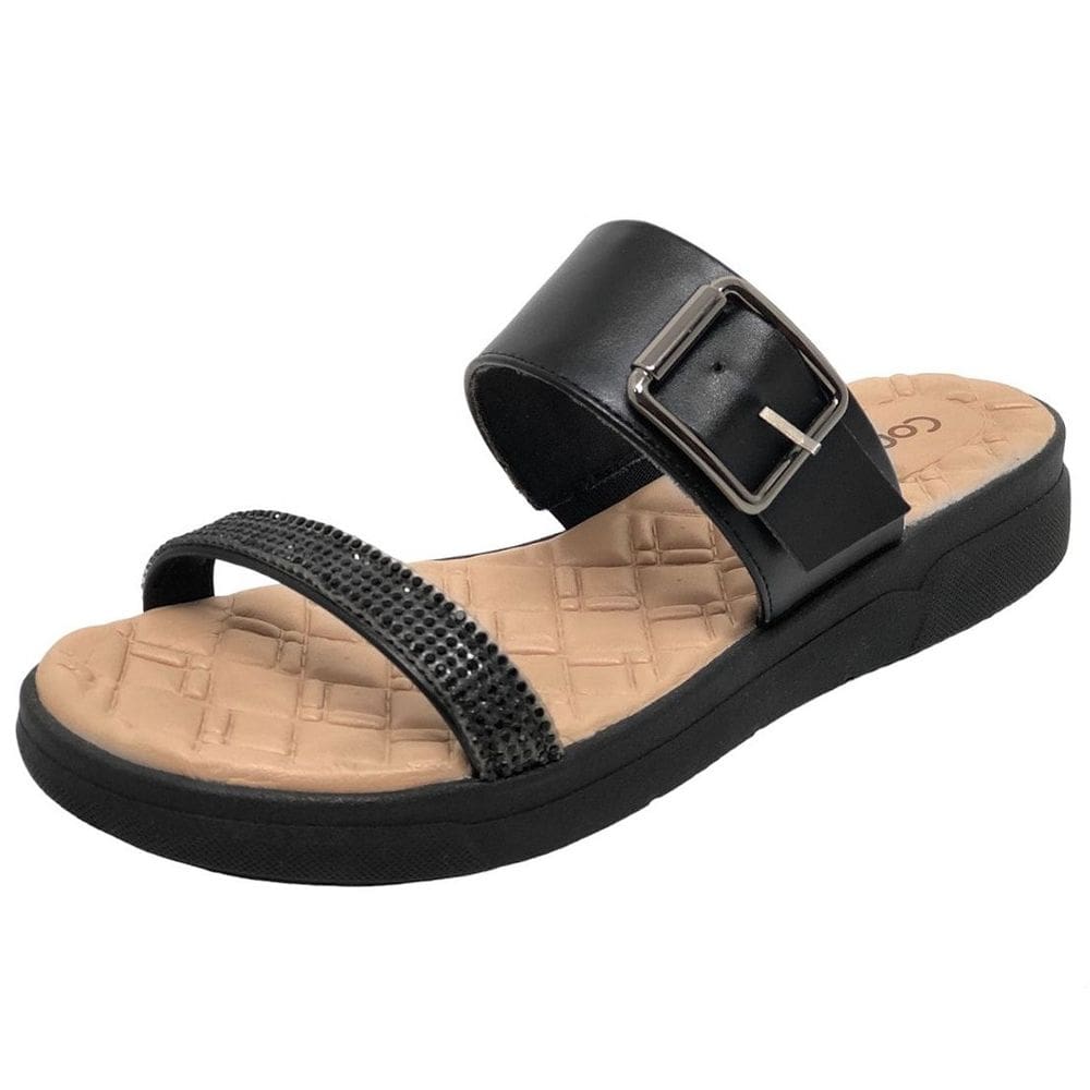 Chinelo Feminino Flat Conforto Slip On Strass Comfortflex