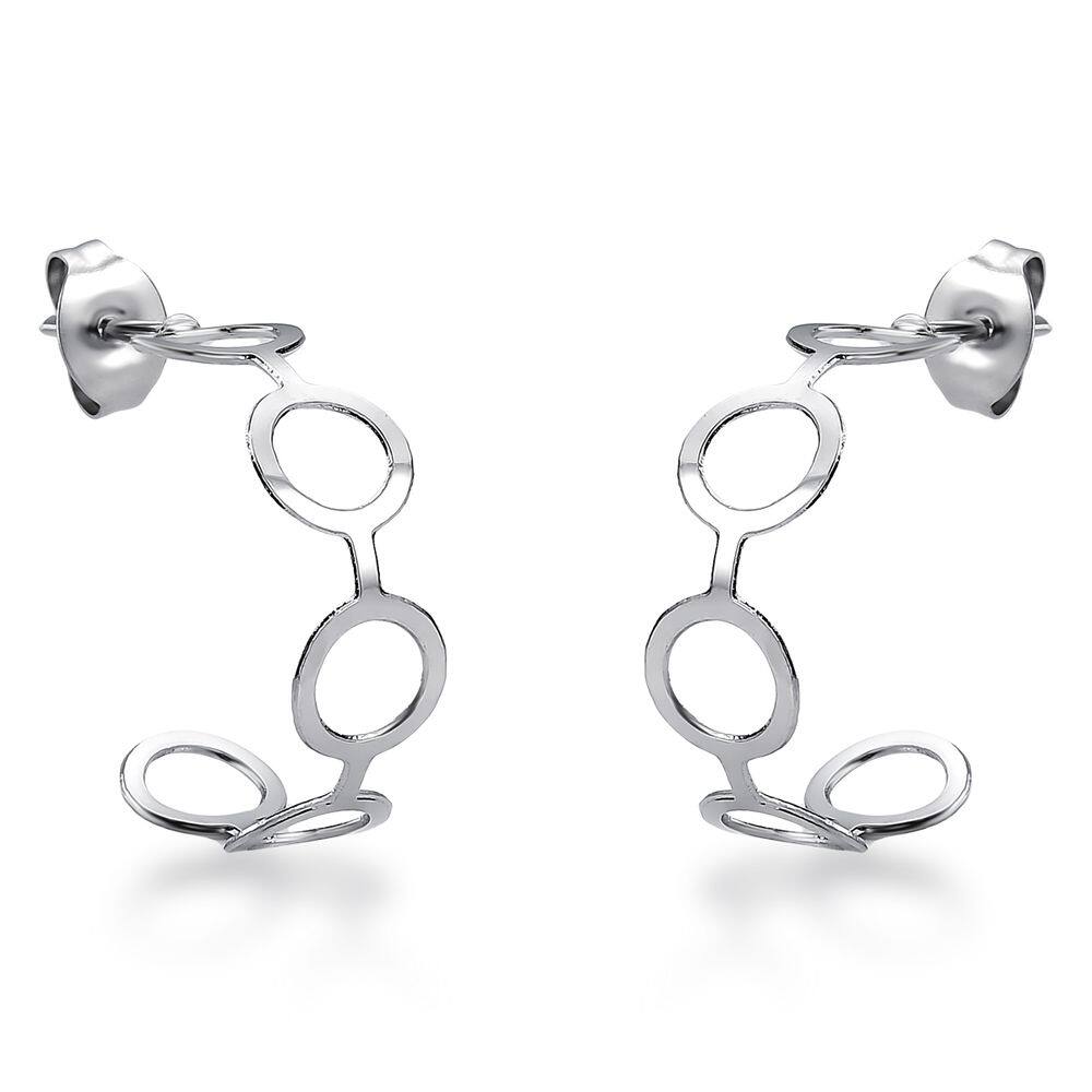 Brinco de Argola Prateado Aço Cirúrgico Hipoalérgico Básico