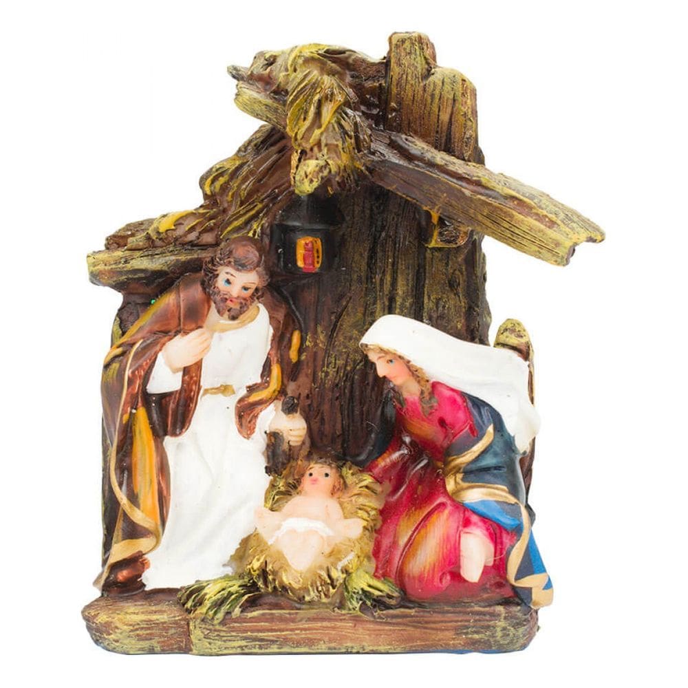 Presépio Simples Pequeno Resina Decoração Natal - 8cm