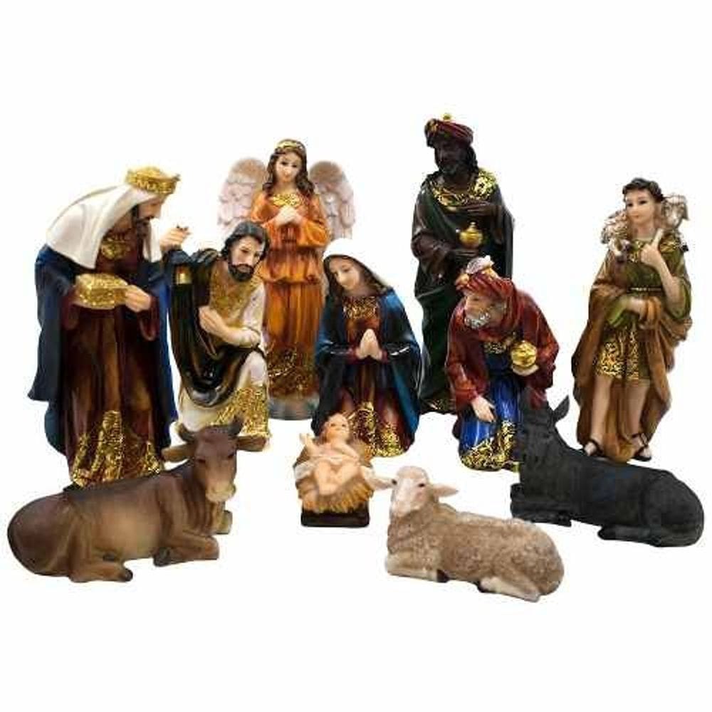 Presépio Natalino Realista Pequeno Resina Completo - 23cm