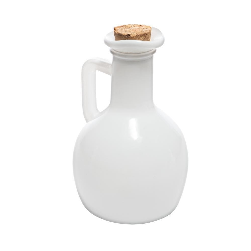 Garrafa para Azeite de Vidro Pintado Branco com Tampa 180ml
