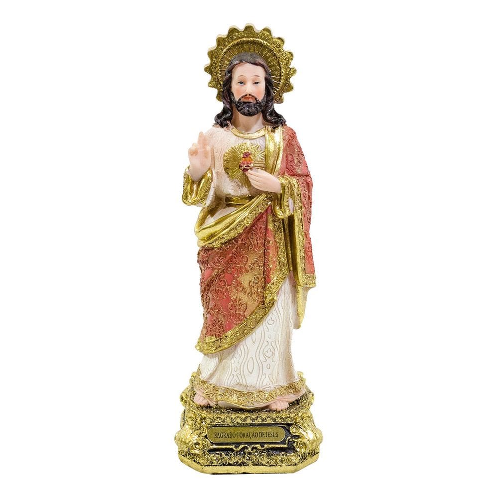 Imagem Estátua Resina Sagrado Coração De Jesus Cristo 21cm