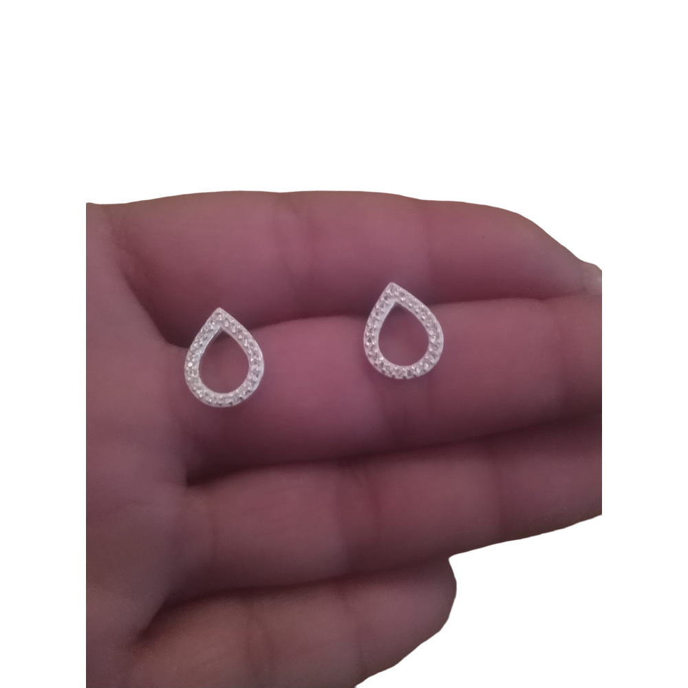Brinco Gota Com Pedras de Zircônia de Prata Legítma 925