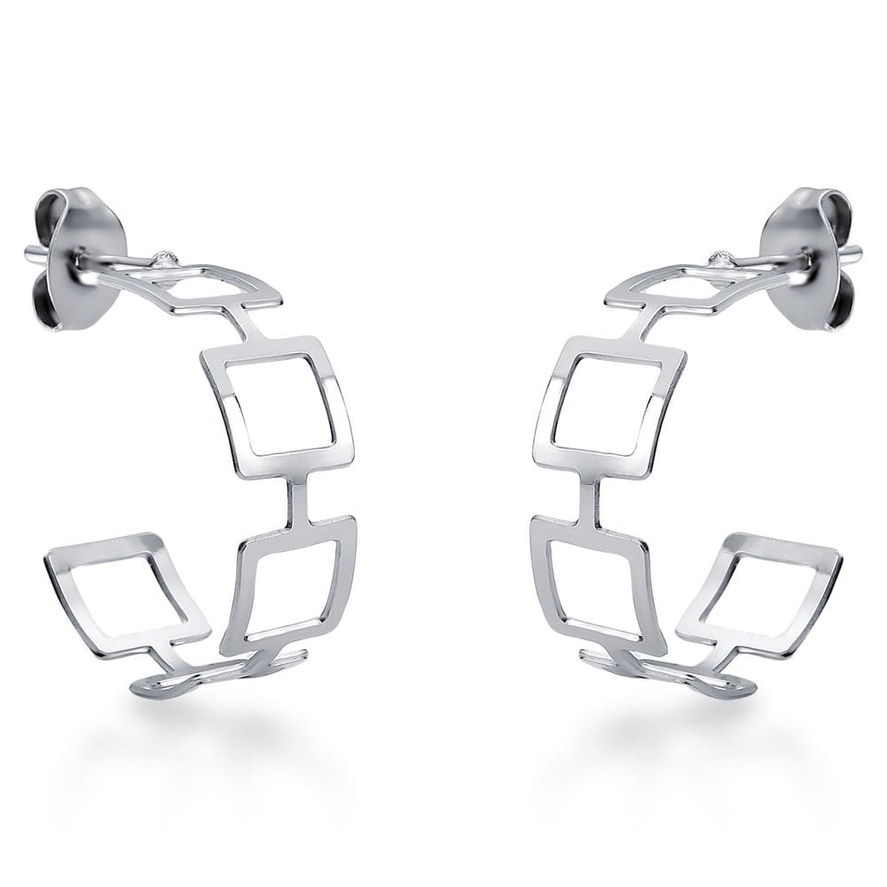 Brinco Feminino Argola Aço Inox Hipoalergênico Luxo Prata