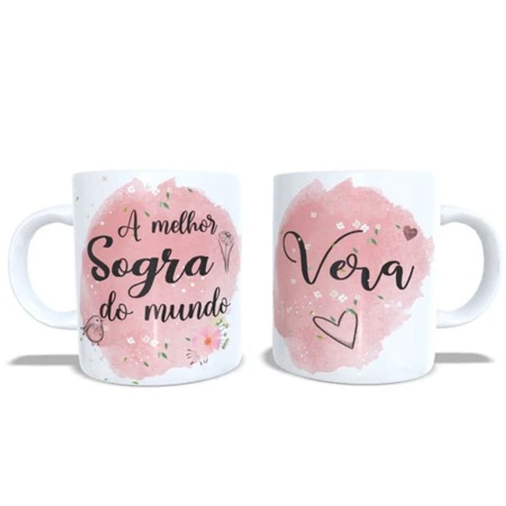 Caneca Porcelana Personalizada Sogra e Sogro - \"A melhor Sogra do Mundo\" - nome a sua escolha.