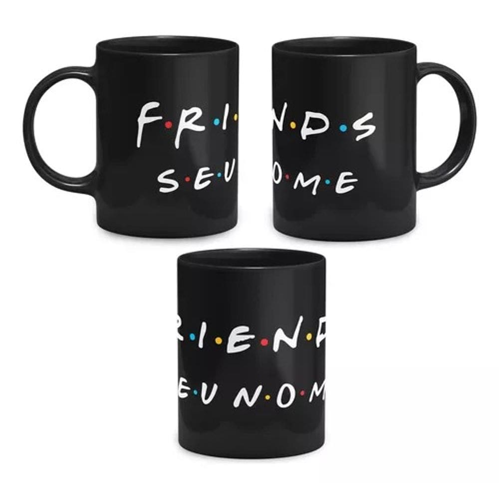 Caneca Preta Série Friends Personalizada Com Nome