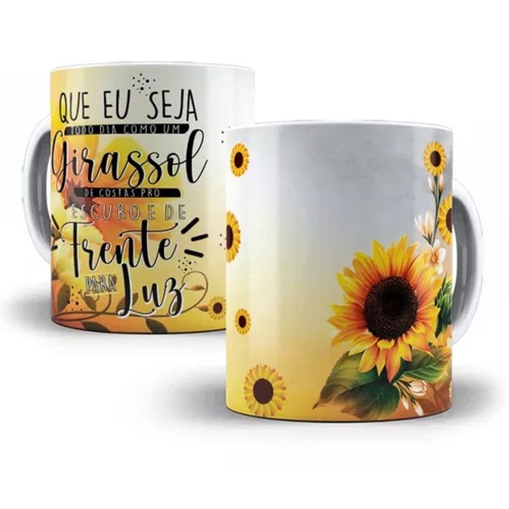 Caneca Girassol Frase Porcelana Personalizada