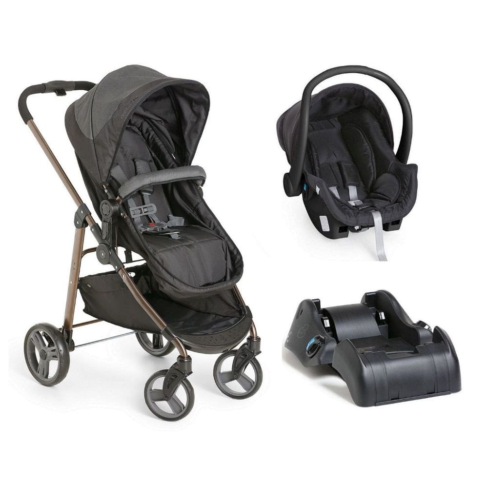 Carrinho Moises Olympus Preto + Bebe Conforto + Base - Galzerano