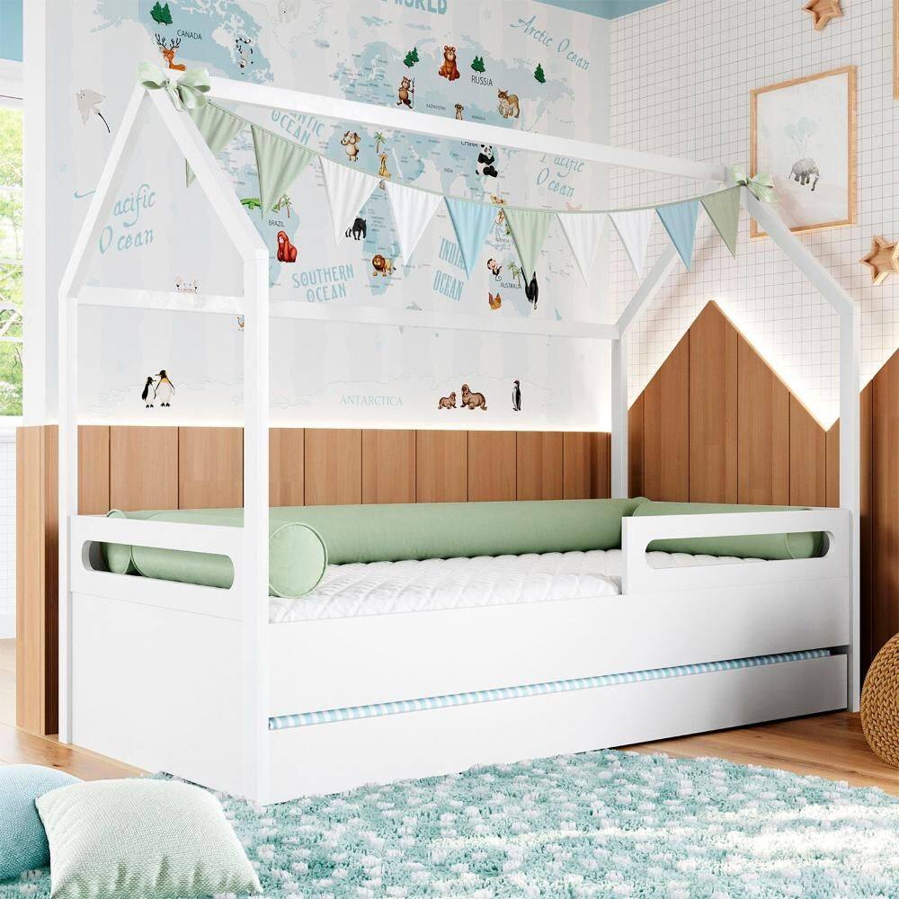 Cama Montessoriana Casinha Com Cama Auxiliar Coleção Tivoli