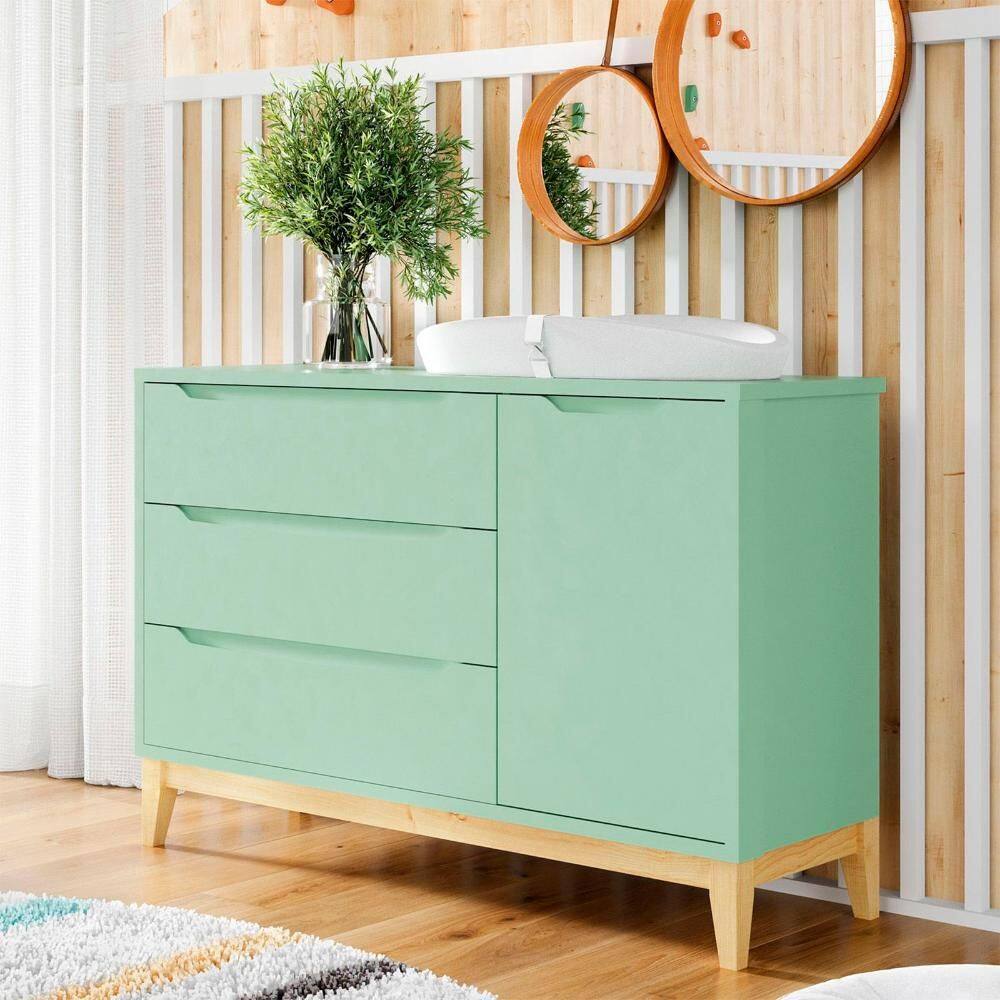 Cômoda Infantil Retrô Com Porta Coleção Amor Perfeito