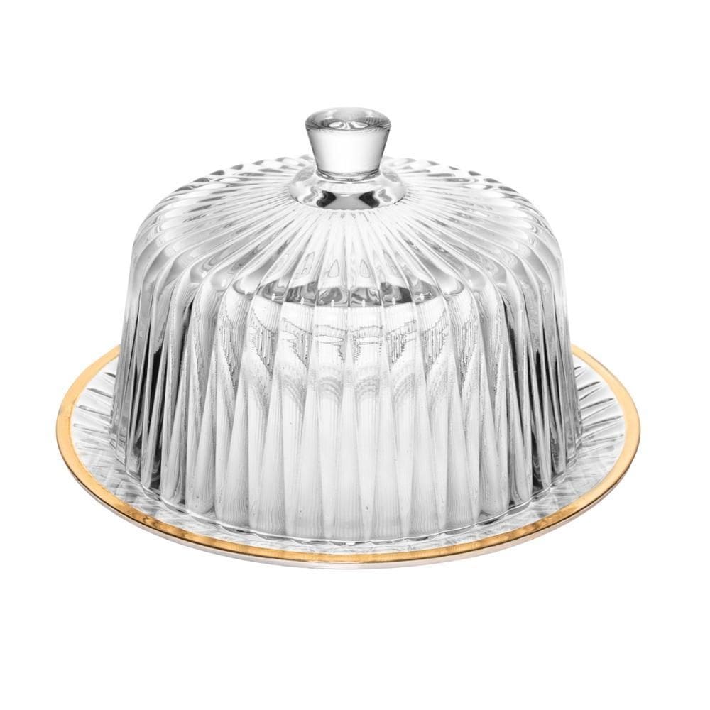 Queijeira de Cristal Fio de Ouro Radial 20cm x 12,5cm - Lyor