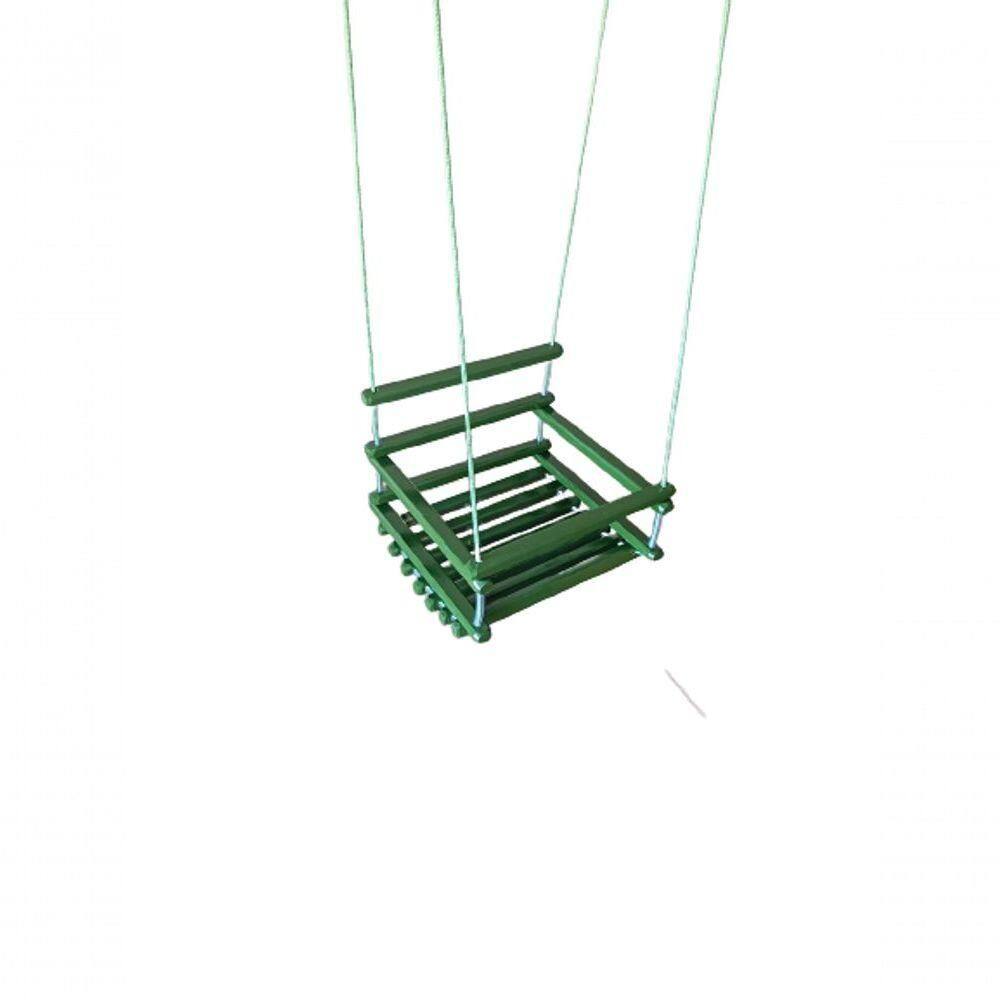 Balanço Gangorra Infantil Madeira 35x35 Verde Suporta 80kg