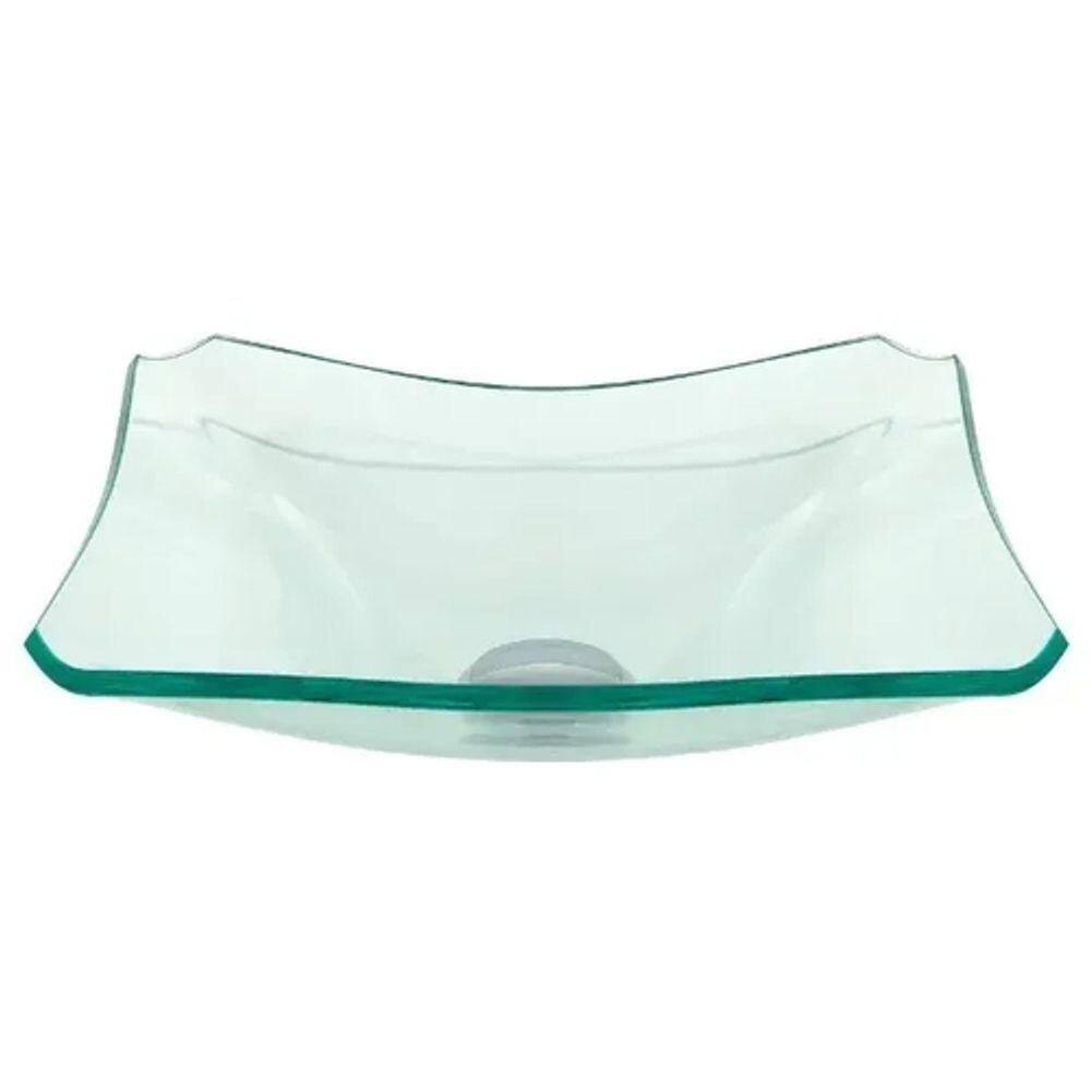 Cuba de Vidro Quadrada Chanfrada 30cm Jateada