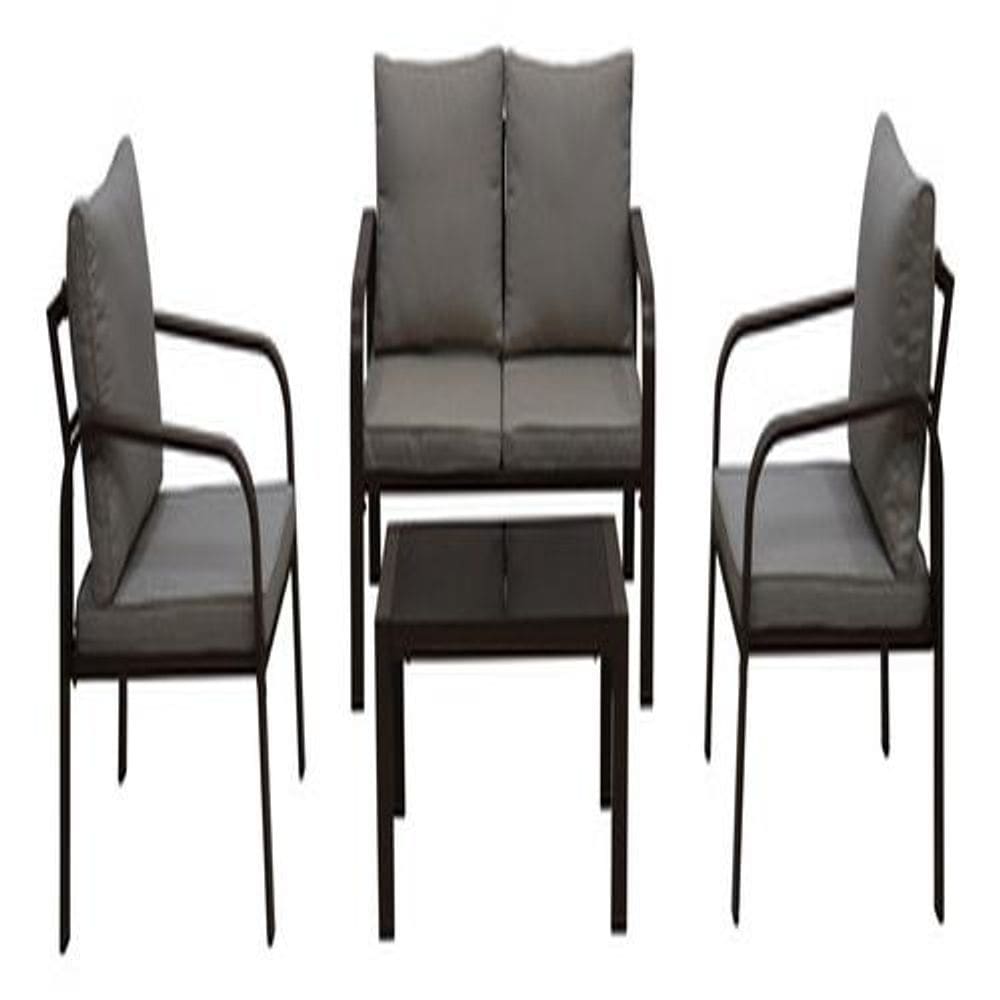 Conjunto Jardim Completo Sofá Poltrona E Mesa 4 Lugares Aço